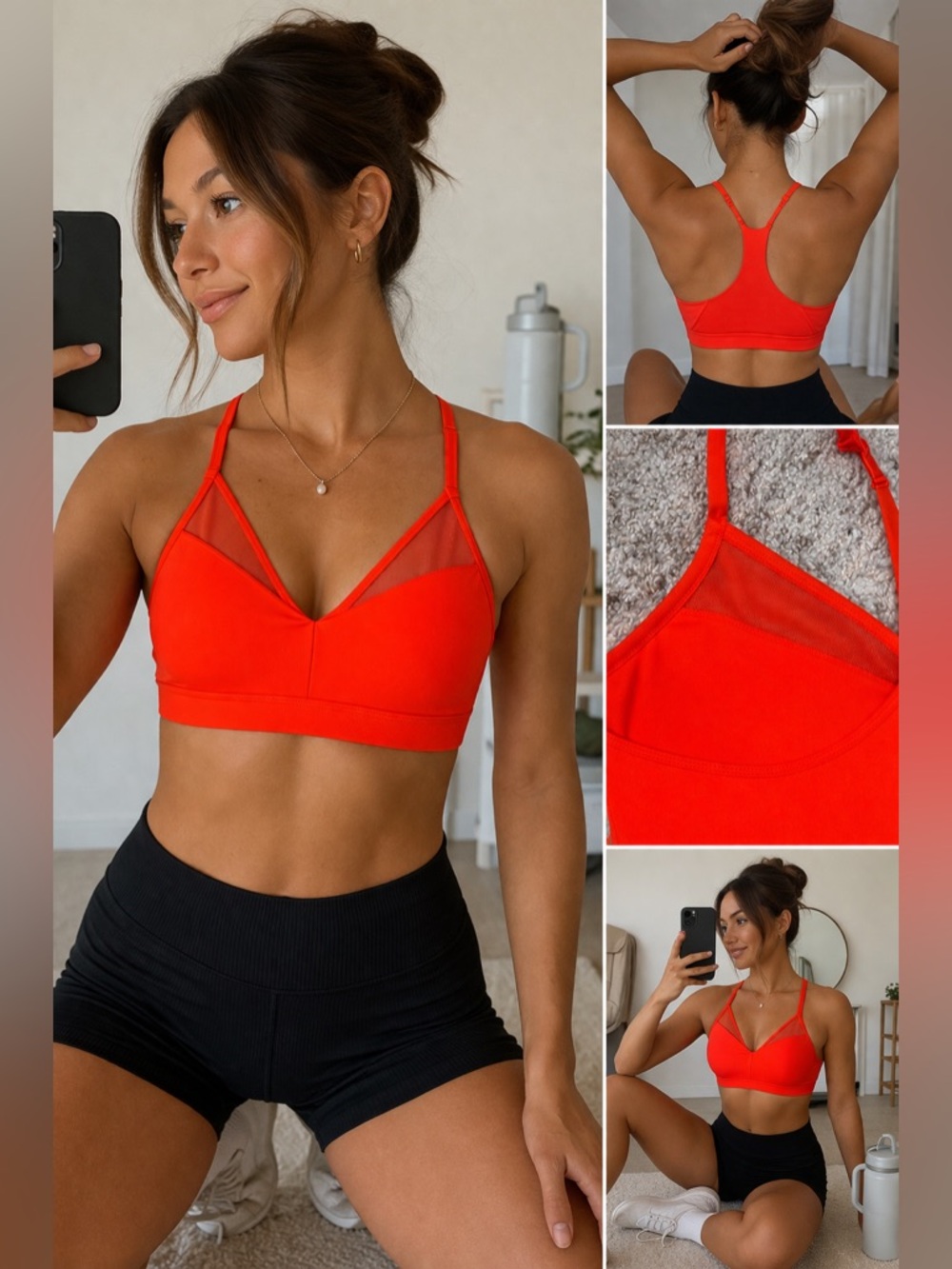 OFFLINE by Aerie Orange Sports Bra Medium Support Racerback Workout Top M